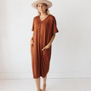 Dwell + Slumber Plaid Cocoon Maternity Dress with Pocket One Size